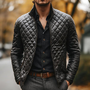 Men's Casual Quilted Leather Jacket