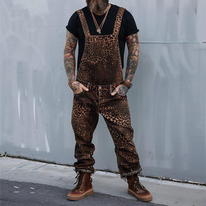Men's Retro Casual Leopard Print Overalls