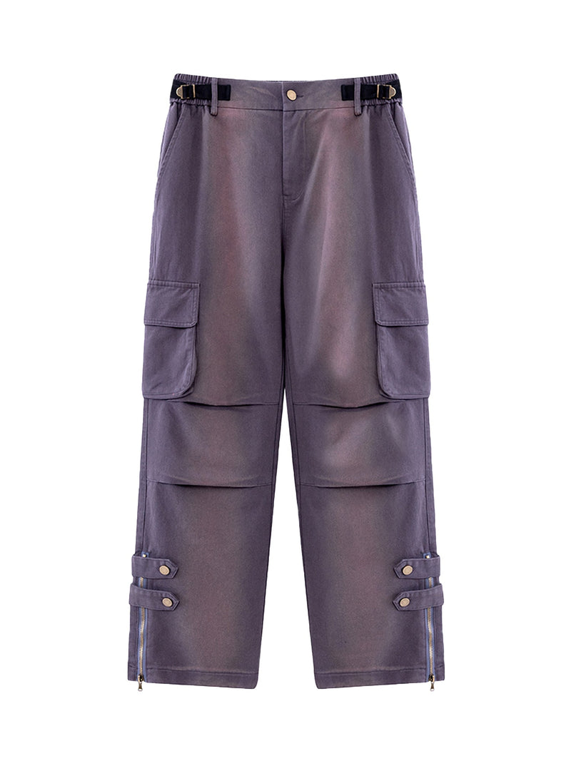 Street Metal Button Casual Pants