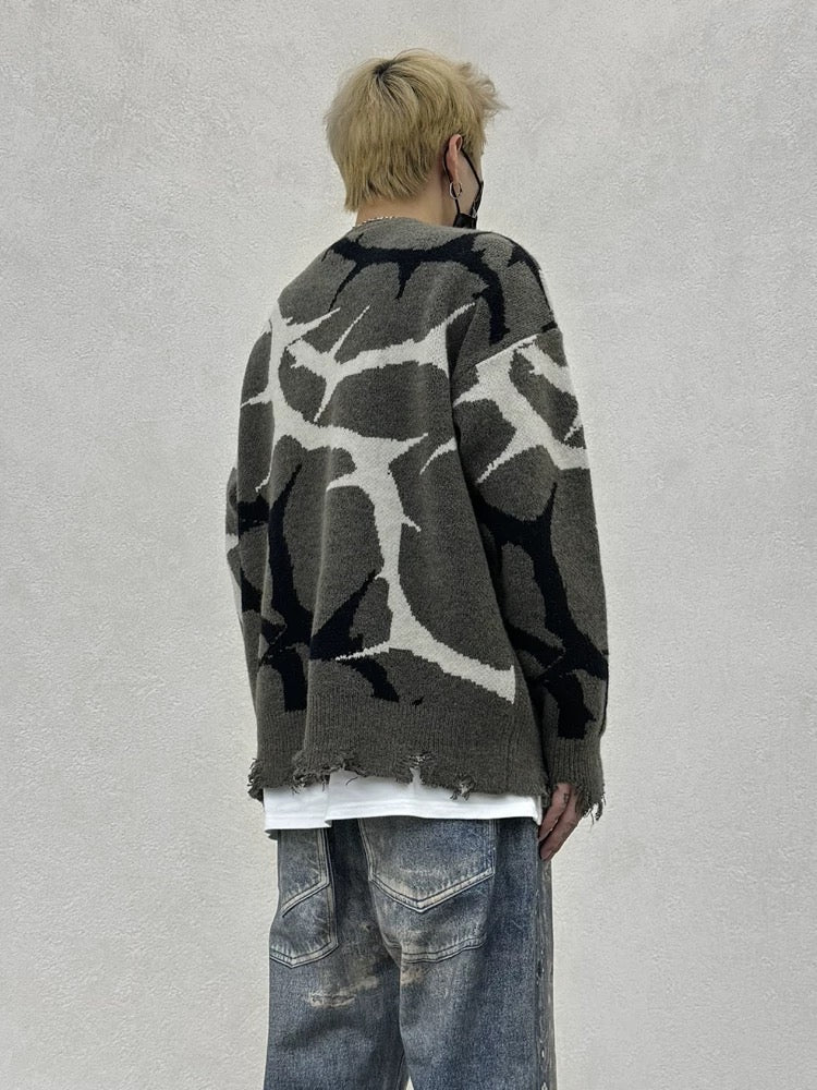 Pullover mit Dornen-Destroyed-Muster