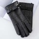 Men's Plaid Plush Warm Touch Screen PU Leather Gloves