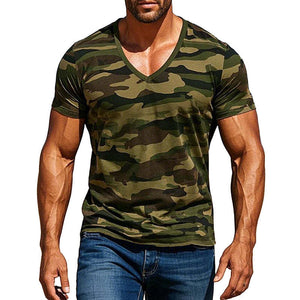 Men's Army Green Camouflage Short Sleeve T-Shirt