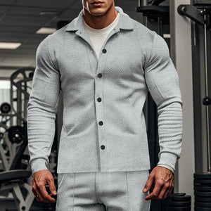 Lässige Herren-Hemdjacke mit Twill-Revers, einreihig, langärmelig