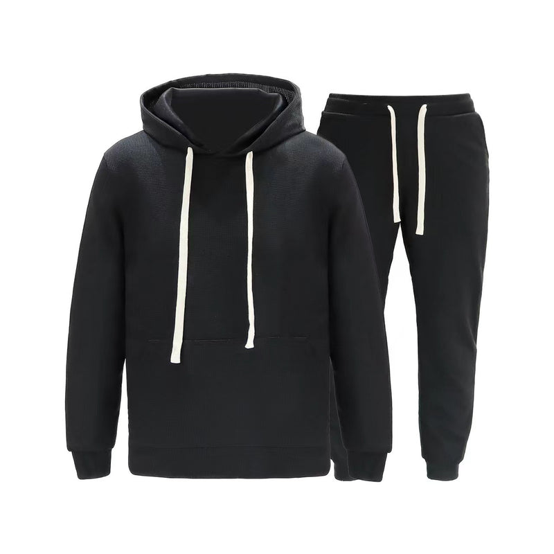 WAFFLE CASUAL SPORTS SUIT LOOSE AND HANDSOME HOODED SWEATSHIRT