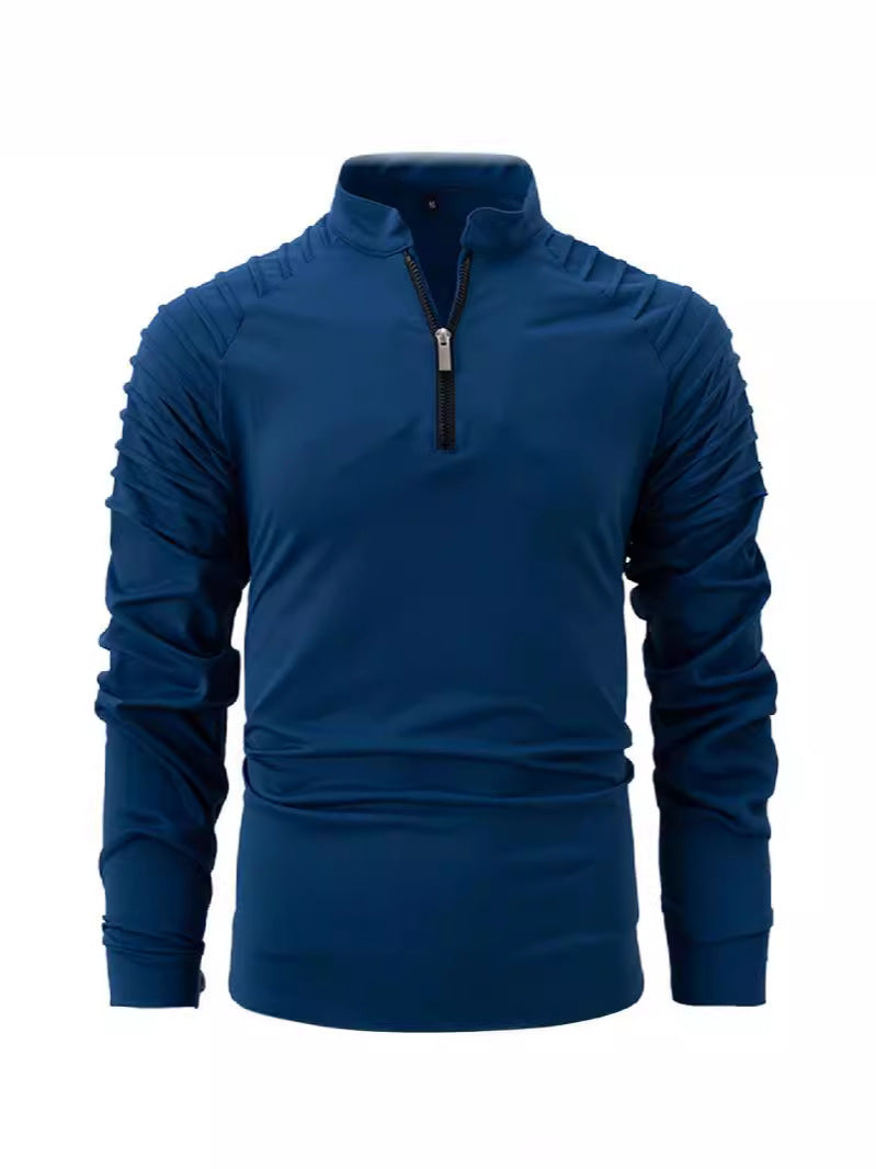 MEN'S SPLICING CASUAL SPORTS LONG SLEEVE ZIPPER SHIRT