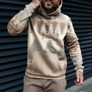 Herren-Hoodie im Retro-Stil mit geometrischem Print im Ethno-Stil