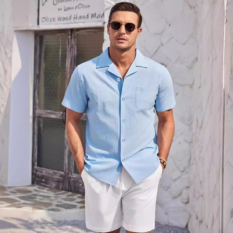 CASUAL BEACH SHORT SLEEVED POLO NECK SHIRT