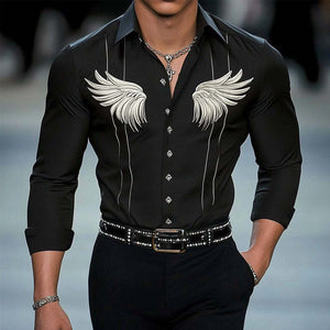 Men's Casual Printed Long Sleeve Shirt