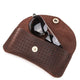 Men's Portable Top Layer Cowhide Hollow Glasses Storage Bag