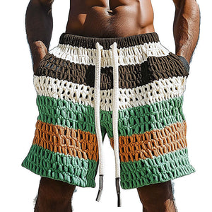 Men's Spring Resort Contrast Woven Casual Sports Shorts