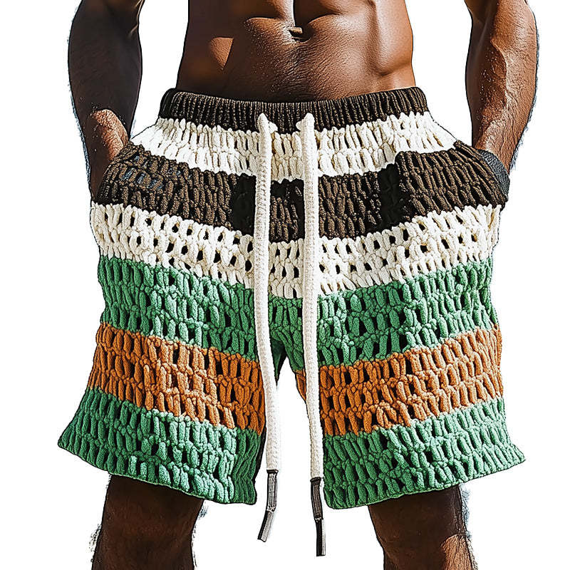Herren Spring Resort Kontrastgewebte Freizeit-Sportshorts