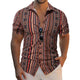 Men's Retro Stripe Print Casual Short Sleeve Shirt