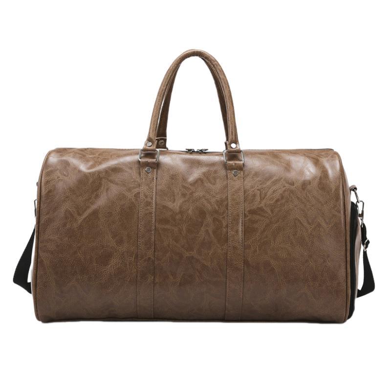 Men's Vintage Large Capacity Leather Sports Fitness Travel Bag