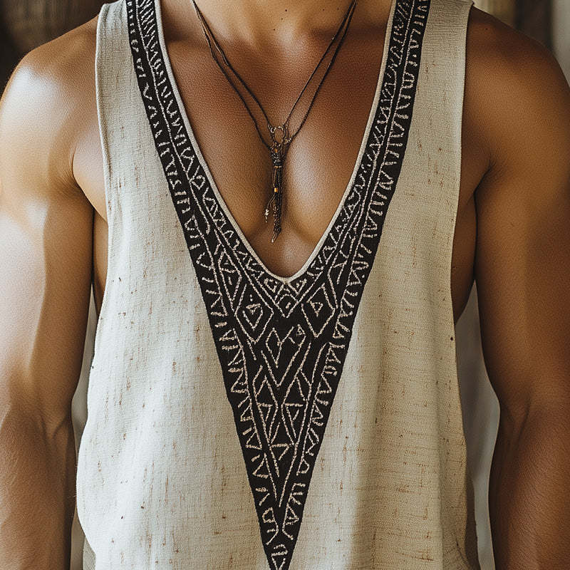 Men's Simple Printed V-Neck Tank Top