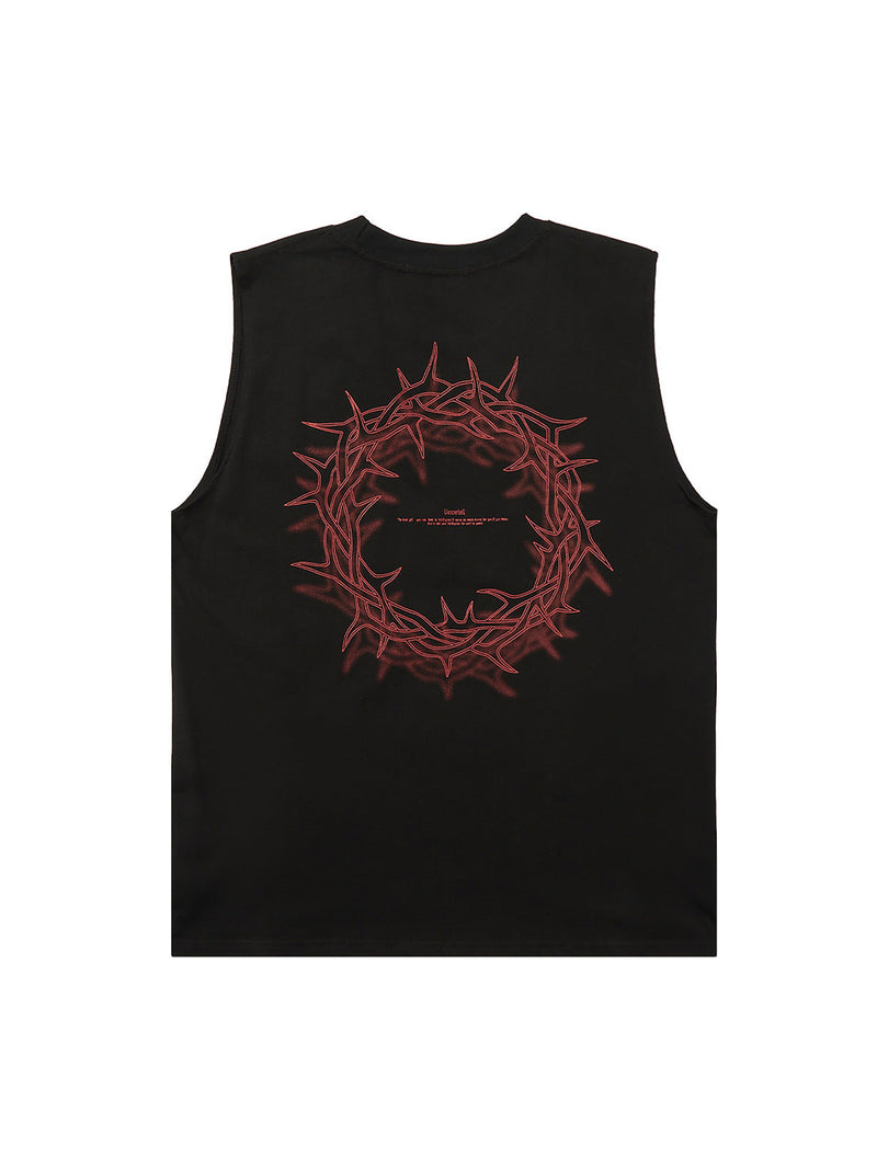 Thorn Ring Retro Font Street Rap Sleeveless Vest