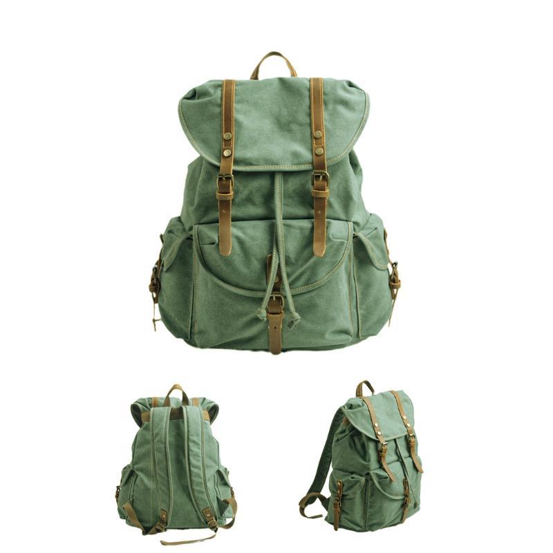 Men's Retro Outdoor Large Capacity Multi-Pocket Canvas Backpack