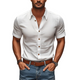 Lässiges, bequemes Herrenhemd aus Baumwolle mit Revers, einreihig, Slim Fit, kurzärmelig