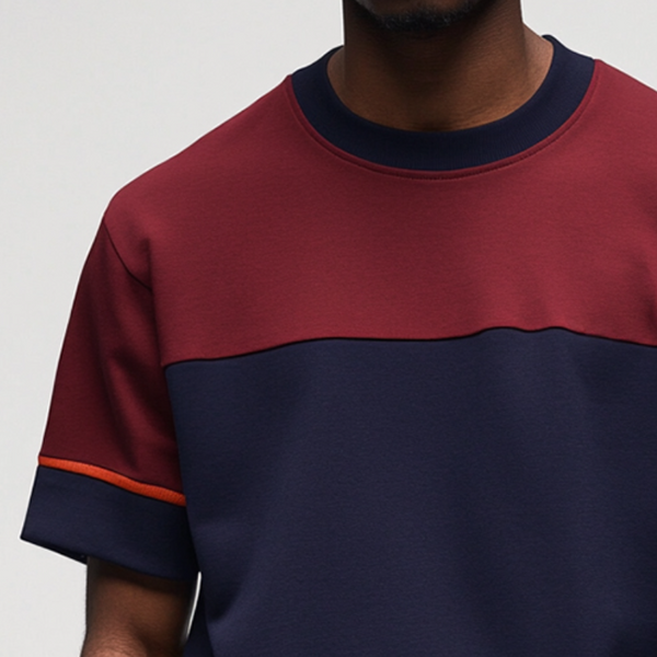 Men's Retro Casual Colorblock Round Neck Short Sleeve T-Shirt