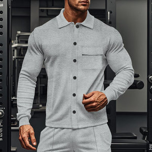 Lässige Herren-Hemdjacke mit Twill-Revers, einreihig, langärmelig