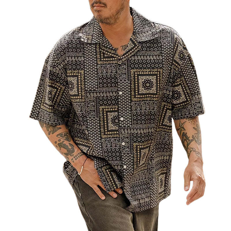 Herren Sommer Casual Loose Printed Kurzarmhemd
