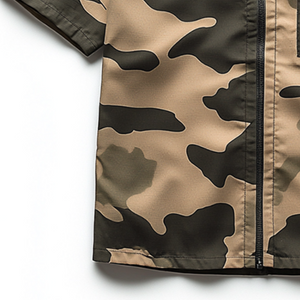 Herren Retro Casual Camouflage Print Revers Reißverschluss Kurzarmhemd