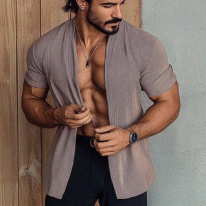 Men's Casual Solid Color Three-quarter Sleeve Cardigan