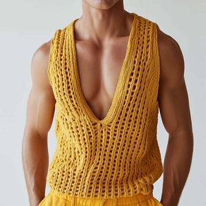 Herren Vintage Casual Solid Knit Tank Top