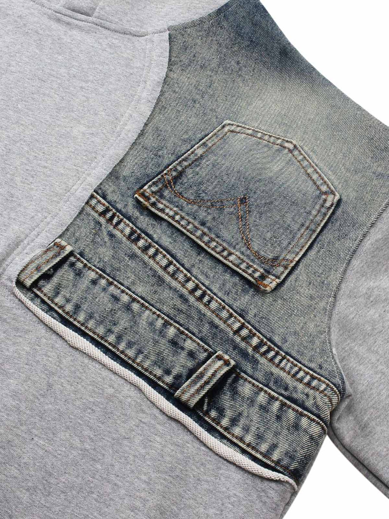 Denim Patchwork Hoodie