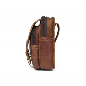 Verschleißfeste Gürteltasche aus Leder für Herren im Freien mit Reißverschluss