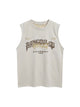 High Street Gothic Letter Print Suede Tank Top