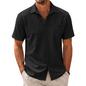 Men's Casual Cotton Blend Short Sleeve Shirt