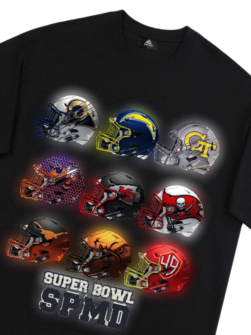 Super Bowl Football Helmet Print T-shirt