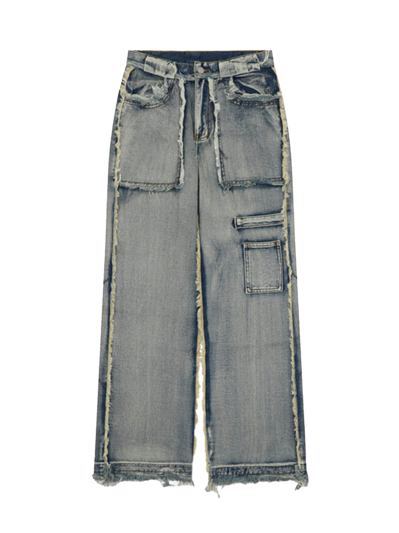 High Street – Jeans mit verwaschenem und abgenutztem Schnitt und Raw Edge 