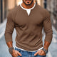 Men's Casual Color Matching Fake Two-Piece Double-Layer V-Neck Long-Sleeved T-Shirt