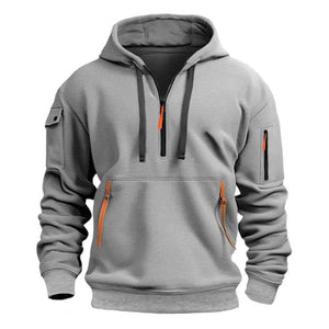 Lässiger Sport-Hoodie mit mehreren Reißverschlüssen für Herren