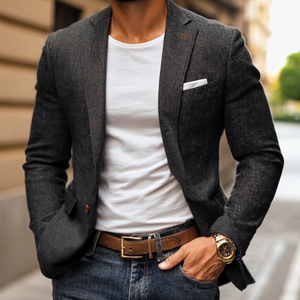 Men's Casual Linen Notch Lapel Single-breasted Slim-fit Blazer