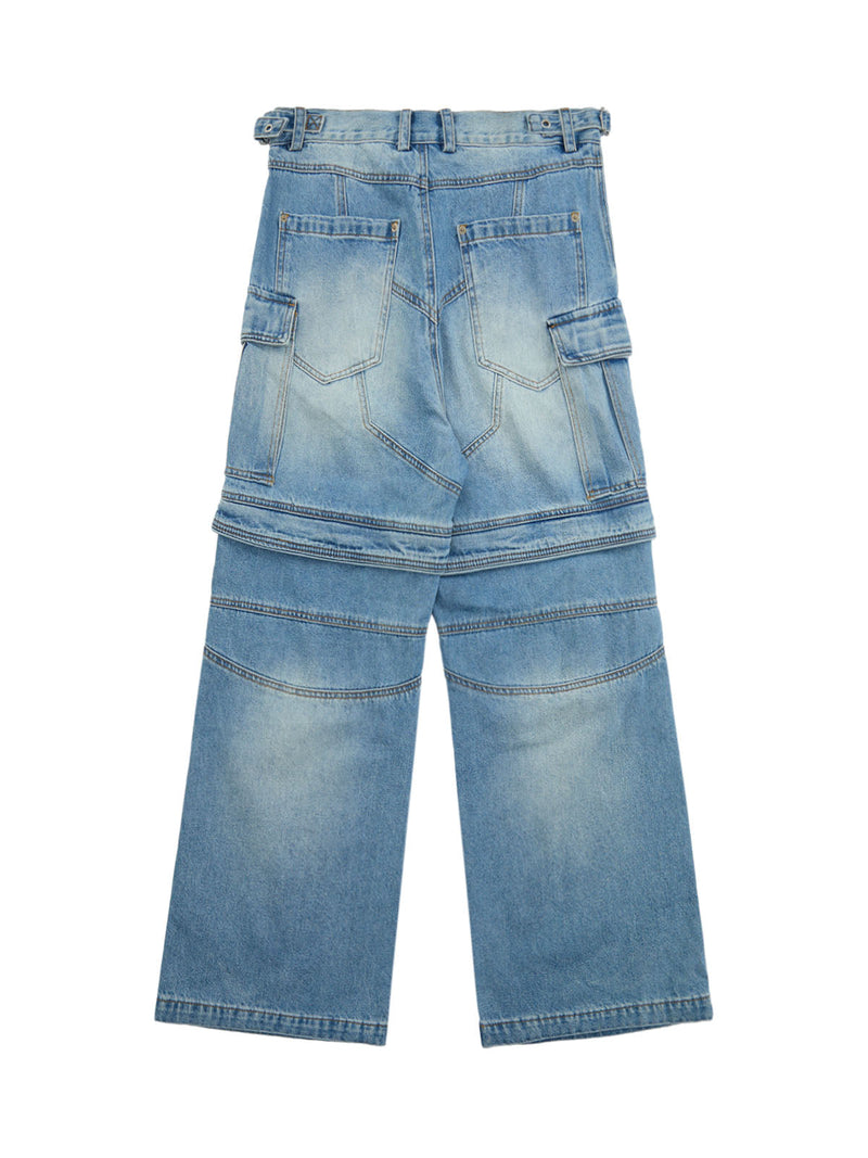 Multi-structure Design Baggy Jeans