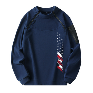 Taktischer Kapuzenpullover mit USA-Flagge und Stehkragen für Herren