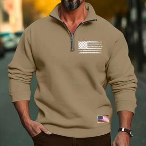 USA FLAGGE HERREN CASUAL SPORT KRAGEN LOCKER REISSVERSCHLUSS SWEATERSHIRT