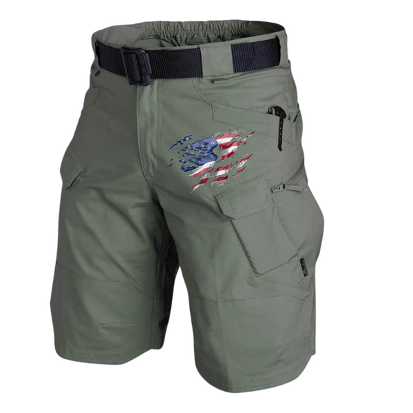 FLY USA FLAG TACTICAL MULTI POCKETS 11'' INSEAM PERFORMANCE CARGO SHORTS WITH BUCKLE BELT