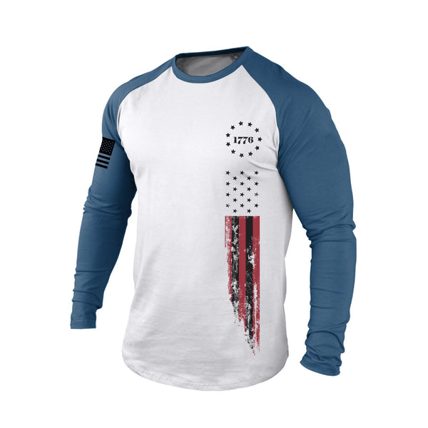 1776 USA FLAG  RAGLAN  GRAPHIC  LONG SLEEVE T-SHIRT