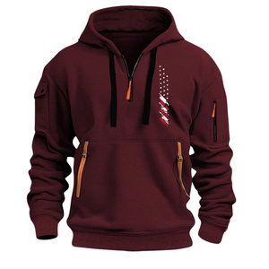 USA FLAG ARM POCKET ZIPPER HOODIE