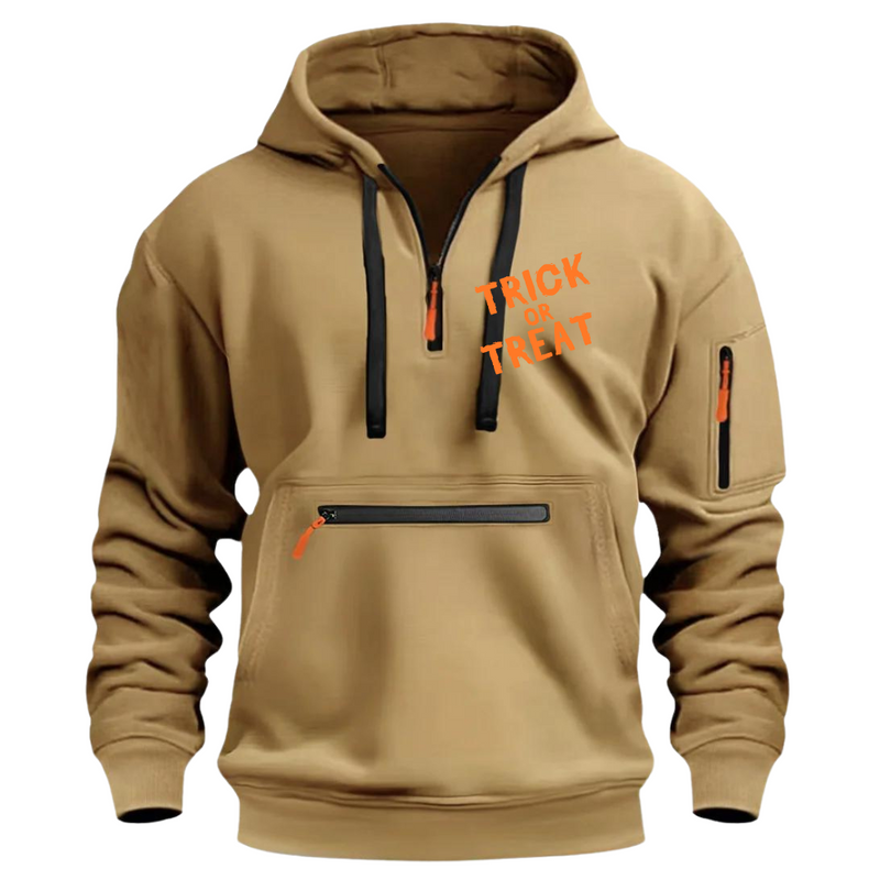 HALLOWEEN  CASUAL SPORTS MULTI ZIPPER ARM POCKET MEN'S SWEATSHIRT HOODIE