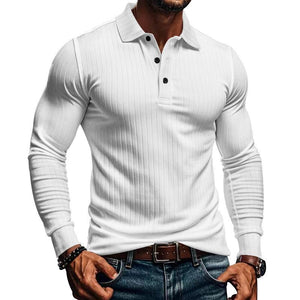 Lässiges elastisches Langarm-POLO-Shirt für Herren