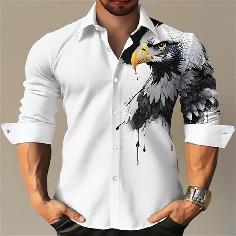 Herrenhemd mit langen Ärmeln und Revers im Animal-Print
