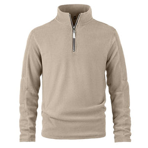 Men's Retro Casual Polar Fleece Solid Color Half Zip Sweatshirt