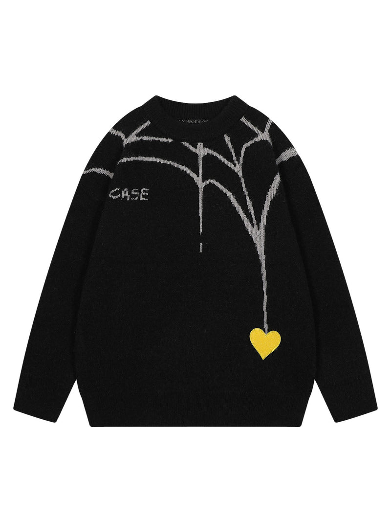 Spider&Heart Knit Crew Neck Sweater