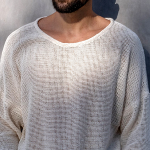 Men's Casual Fashion Round Neck Breathable Mesh Long Sleeve T-shirt