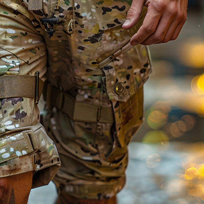Men's Camouflage Elastic Waist Casual Cargo Shorts