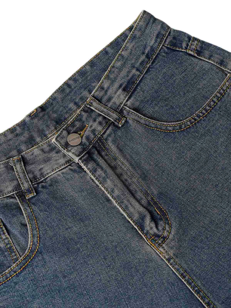 Washed Distressed Baggy Jeans